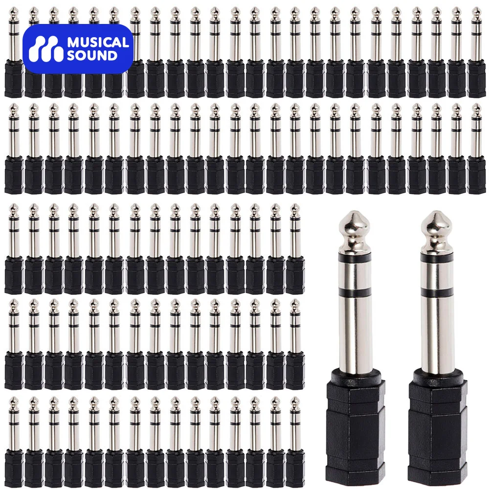 Musical Sound 6.35mm (1/4 inch) Male to 3.5mm (1/8 inch) Female Stereo Audio Jack Adapter 2/16/100/200 Piece Headphone Connector