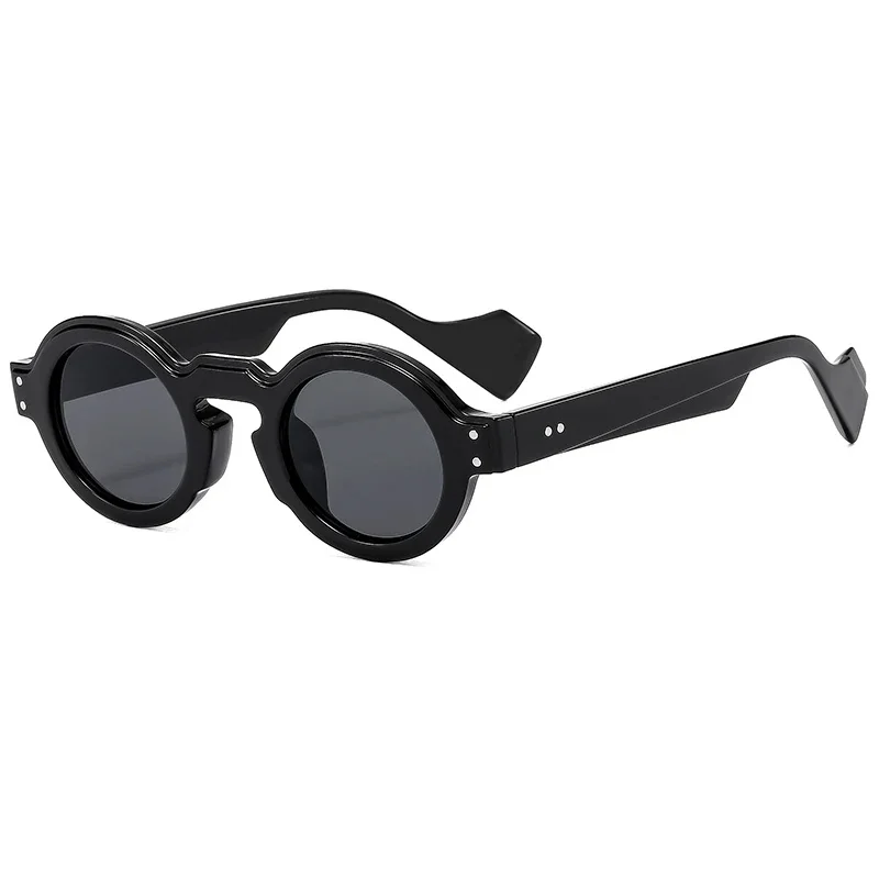 Round Sunglasses Women Men Punk Double Color Shades Retro Rivets Decoration Trending Sun Glasses Clear Lens Frame UV400