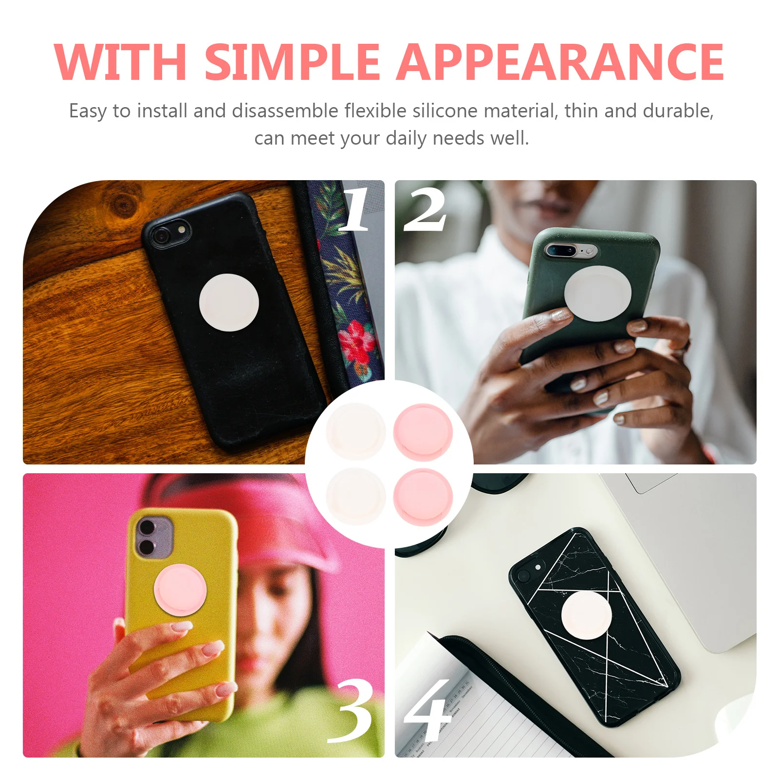

4Pcs Simple Design Silicone Case Antiscratch Easy Clean Tracer Protective Sleeve Gift Idea Adhesive Case