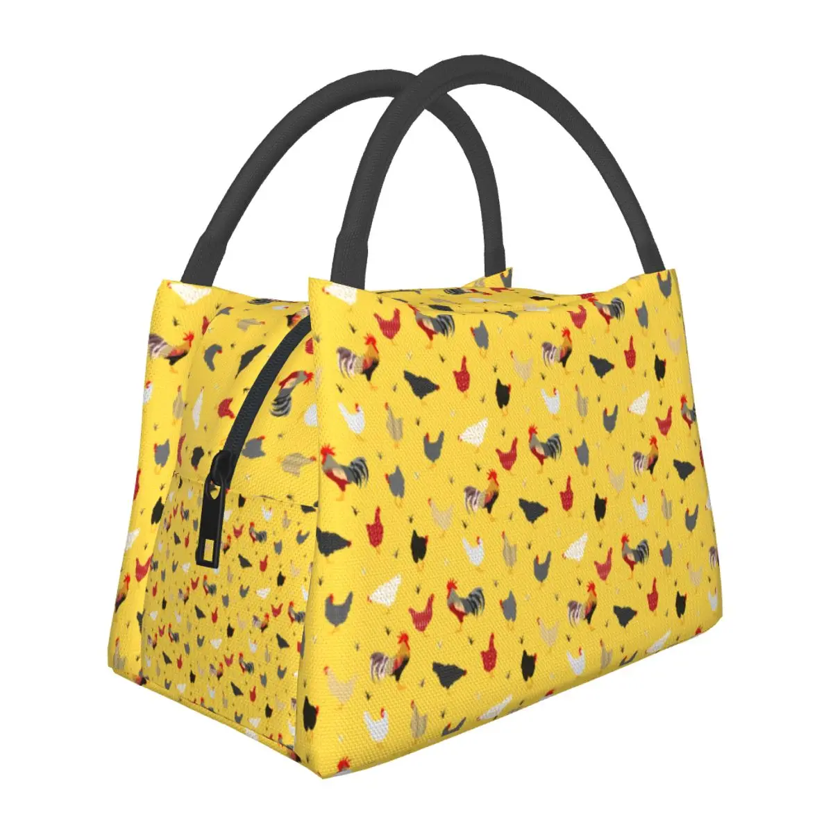 

Chicken Farm Lunch Bag Modern Geometric Memphis Print Lunch Box Casual Picnic Cooler Bag Insulated Oxford Thermal Tote Handbags