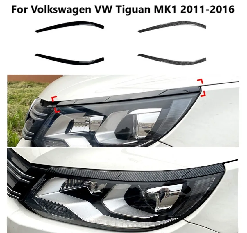 Front Headlight Eyebrows Eyelids Trim Cover For Volkswagen Tiguan MK1 2011-2016 Exterior Body Kits Auto Tuning Accessories Style