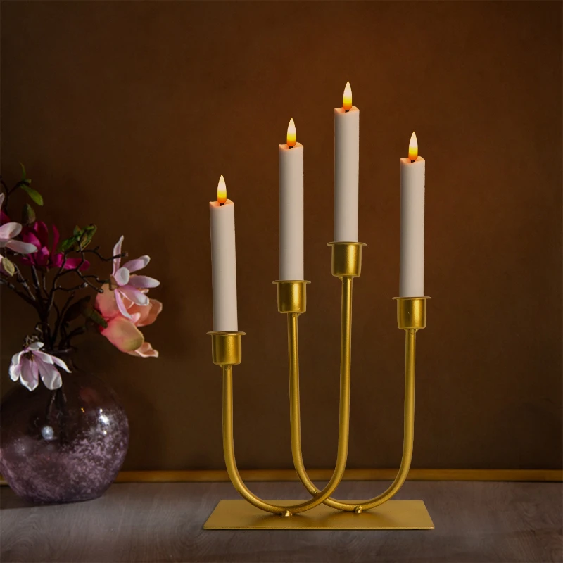 European Retro Birthday Party Candle Base Wedding Decoration Ornament French High-end U-shaped Iron Candle Holder Home Decor