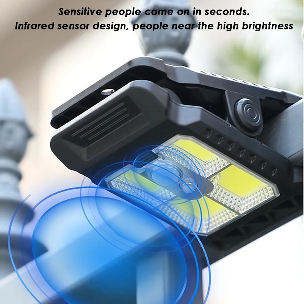 

2 шт. уличные светодиодные солнечные фонари с зажимом, перезаряжаемые фонари для забора и наружные ночные светильники с чувством человека, простые в установке