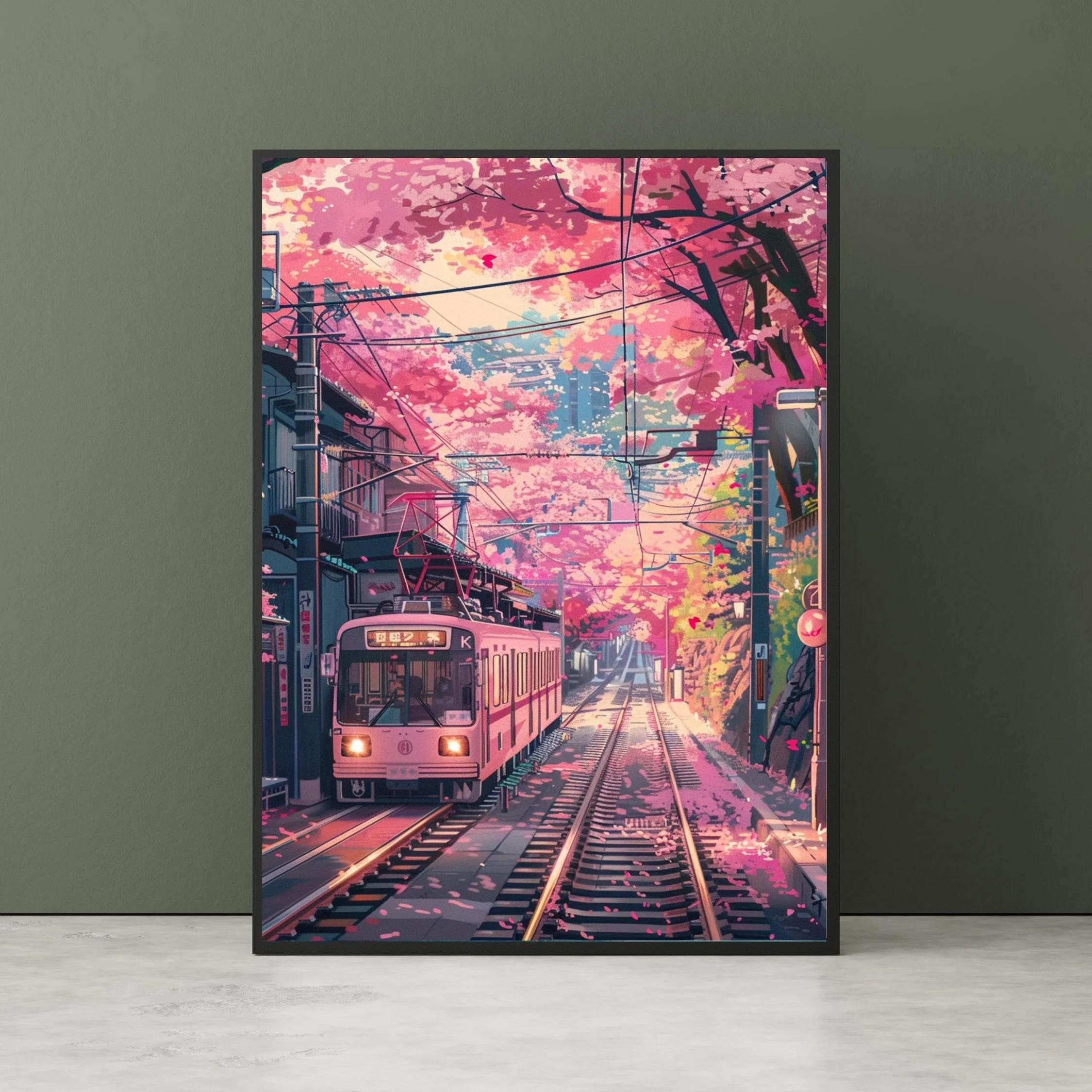 Vintage japanische Landschaft Leinwanddruck – asiatische Kunst Eisenbahn Wandkunst Poster für Wohnzimmer, Schlafzimmer, Badezimmer Dekoration – Detail 1