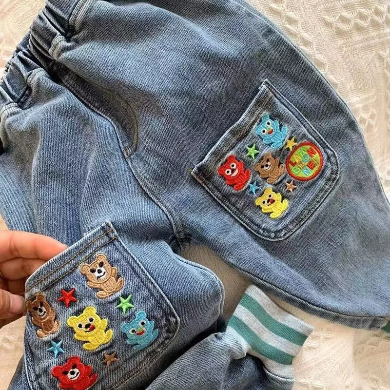 

Boys Jeans Spring And Autumn 2024 New Japanese Cute Baby Denim Long Pants Children's Washable Soft Denim Leggings