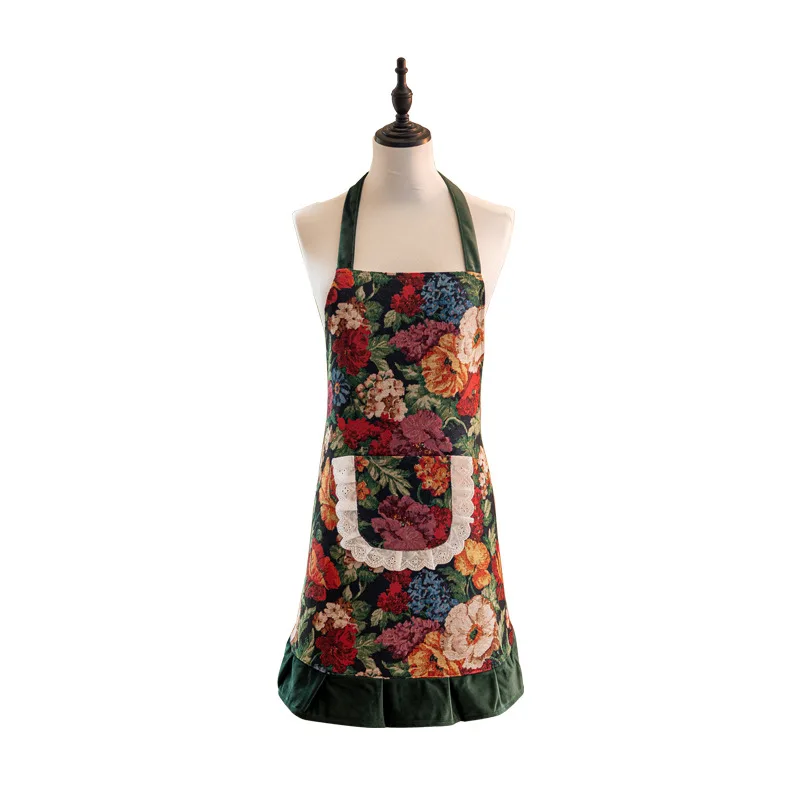 

Customizable Logo French Lace Apron With Large Pockets For Home Cooking And Floral Arrangement
