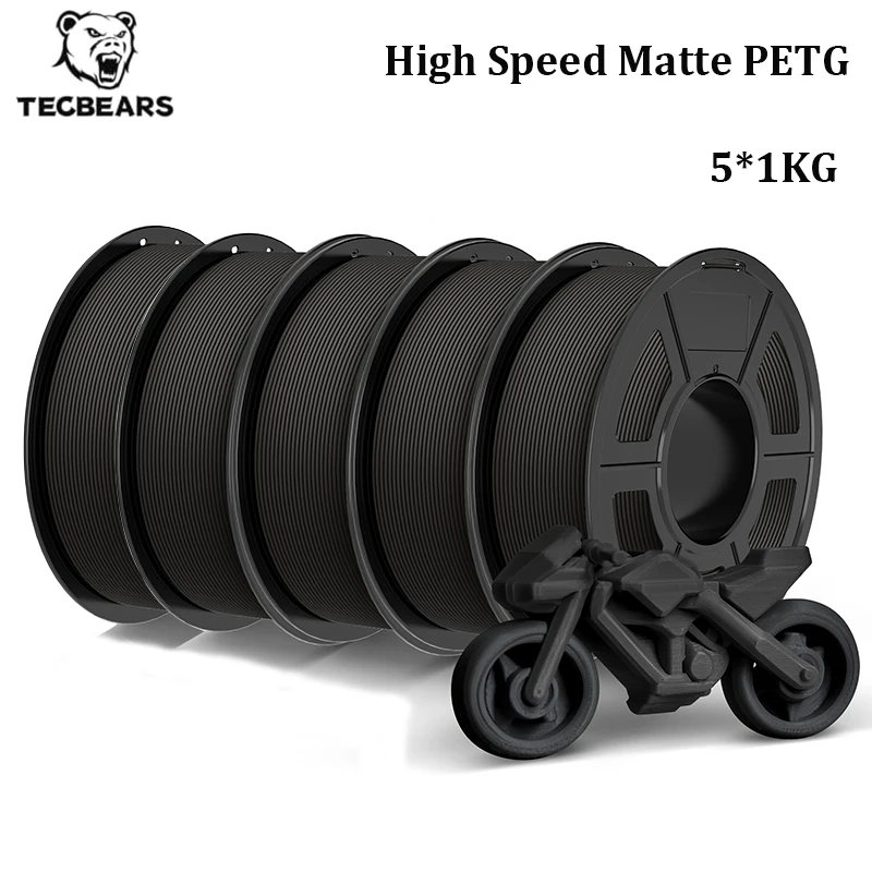 Filamento per stampante 3D TECBEARS ad alta velocità, in PETG opaco, 1,75 mm, set di filamenti ad alta resistenza, opaco, per stampa 3D FDM, regalo fai-da-te.