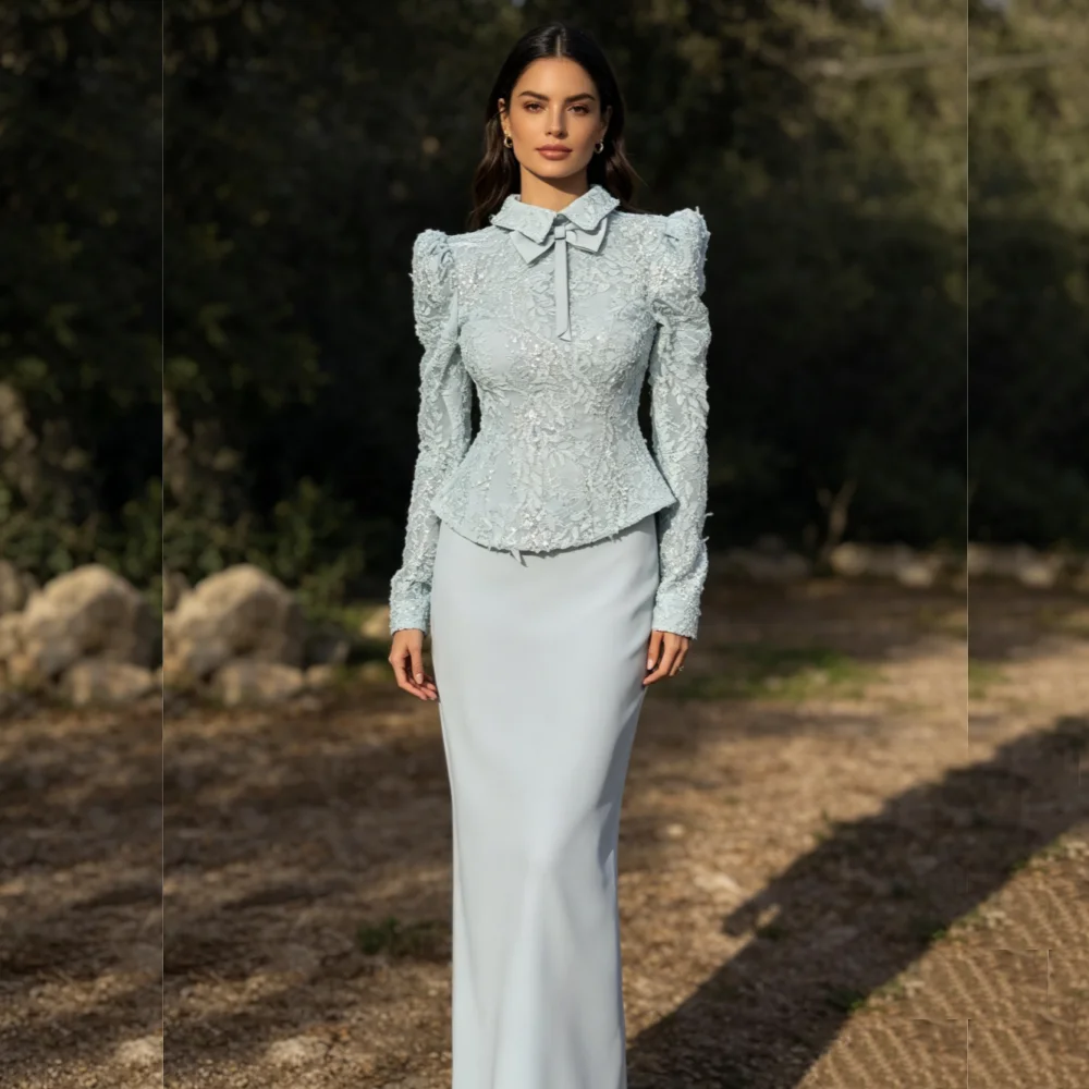 Customized Luxury Long Sleeves Evening Dress Trumpet Long Dresses Wedding Party Dress for Banquet High Quality Exquisite