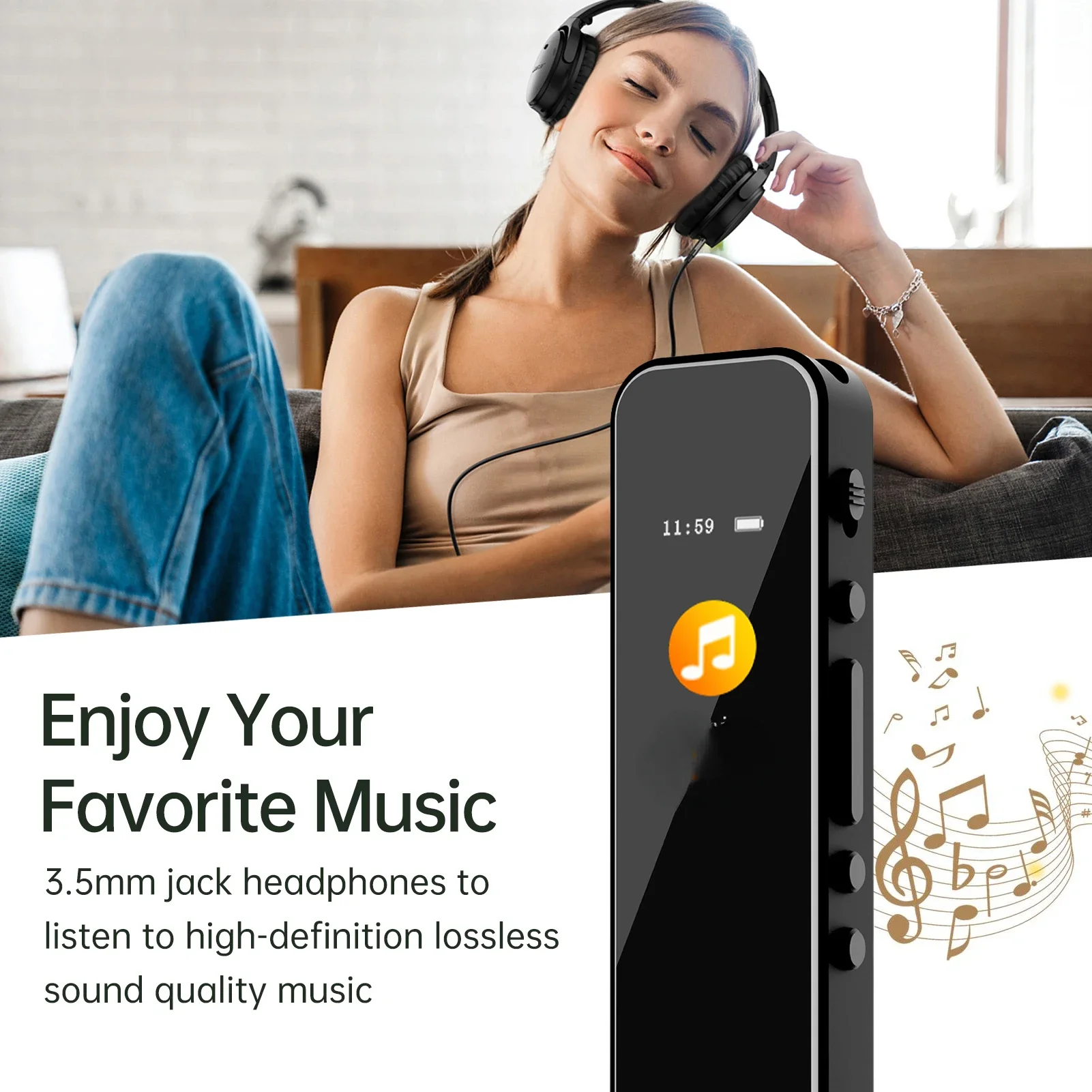 Recorder Voice Activated Audio Recording Noise Reduction Playback MP3 Music Player 280hrs Recording