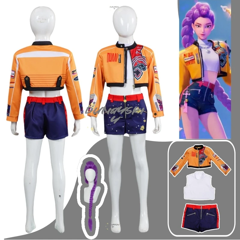 

Kids Girls Kpop Demon Hunters Rumi Cosplay Huntrix Costume Disguise Clothing Child Idol Roleplay Outfits Halloween Carnival Suit