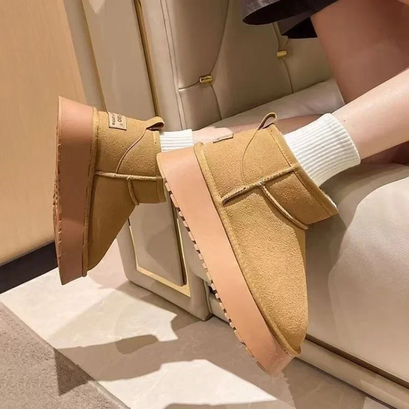 Classic Warm Snow Boots Women Winter Waterproof Anti-slip Cotton Fluff Padded Thickened Chunky Platform Ankle Boots Botas Mujer