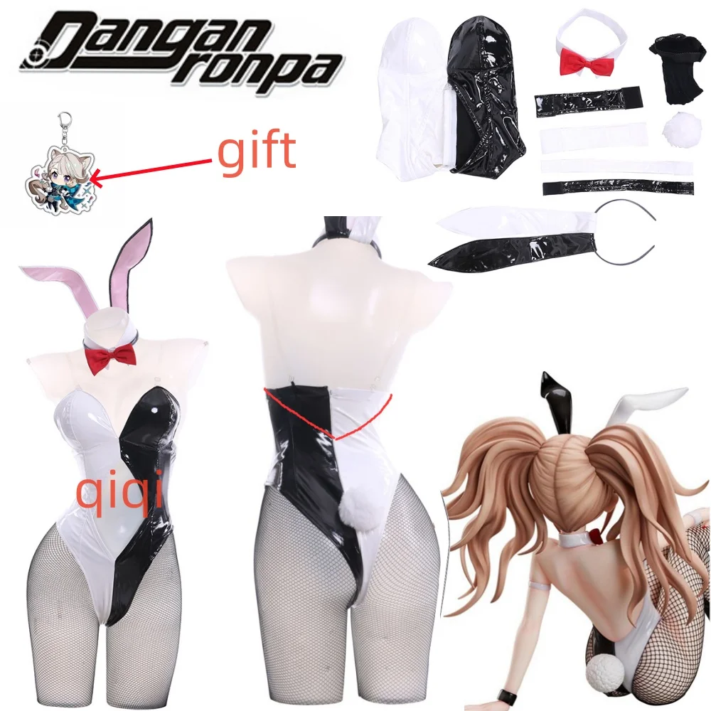 Anime Game recruté anronpa: Trigger Happy Havoc Enoshima Junko Cosplay Costume, perruque noire JK, uniforme scolaire pour femme, fête sexy trempée