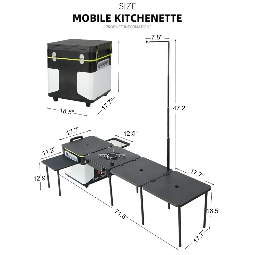 Kingpool Portable Outdoor Folding Chuck Box Complete Kitchenette Camping Picnic Mobile Kitchen Table Storage Box With Stove