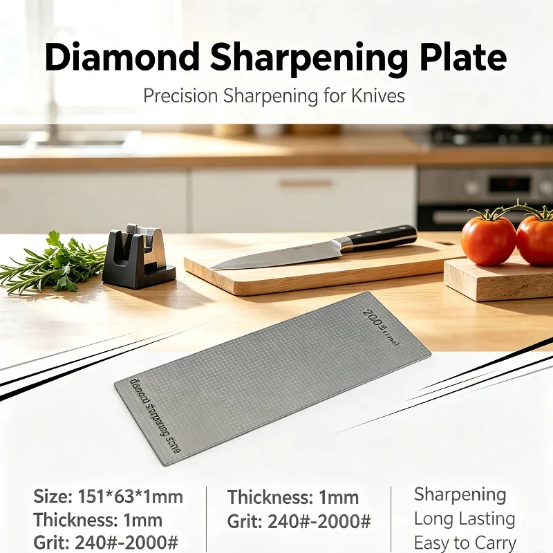 240#-2000# Starry Surface Baseless Diamond Whetstone 151*63*1mm Professional Kitchen Blade Knife Grinding Polishing Tool