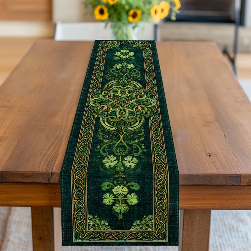 VIKAMA Traditional Celtic Clover Table Runner Adds Authentic Irish Charm To Your Table Ideal For Daily Use Holiday Celebrations
