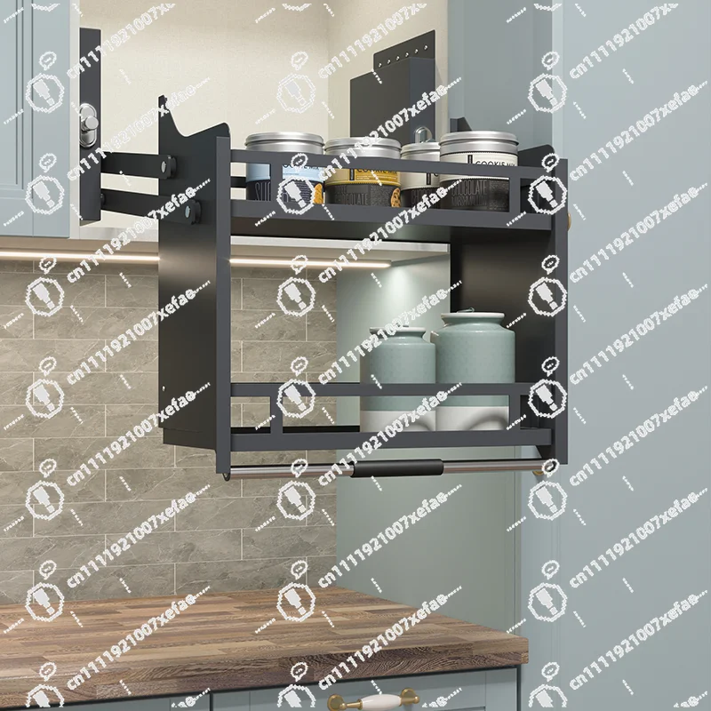 Kitchen storage hanging cabinet, with drop-down basket hanger, with drop-down function