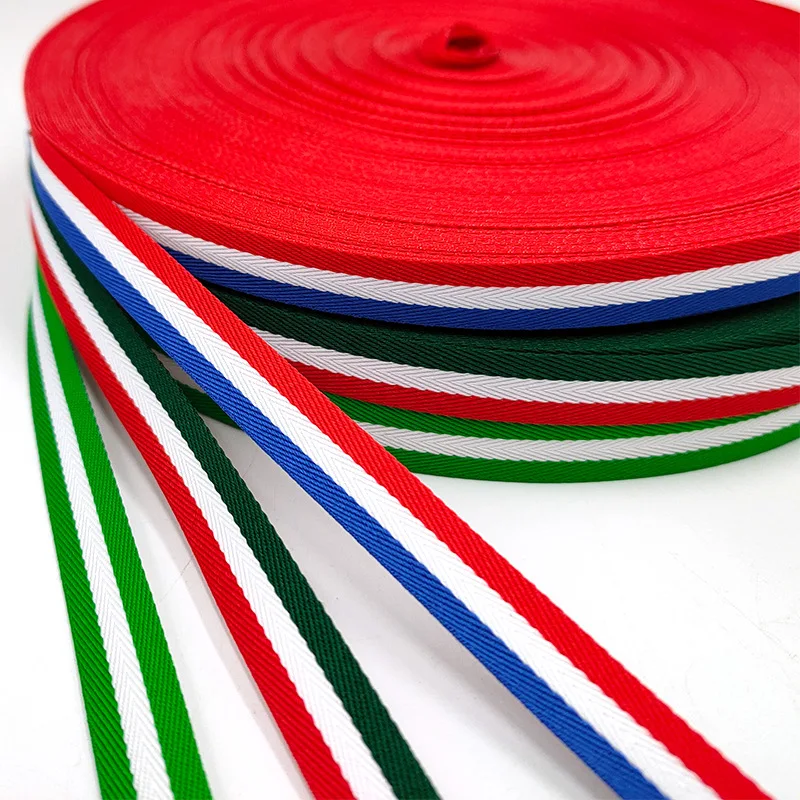 High Quality Yarn-dyed Ribbon Twill Ribbon 150D Woven Intercolored Striped Ribbon Hand Sewing Garment Bag Medal Accessories DIY