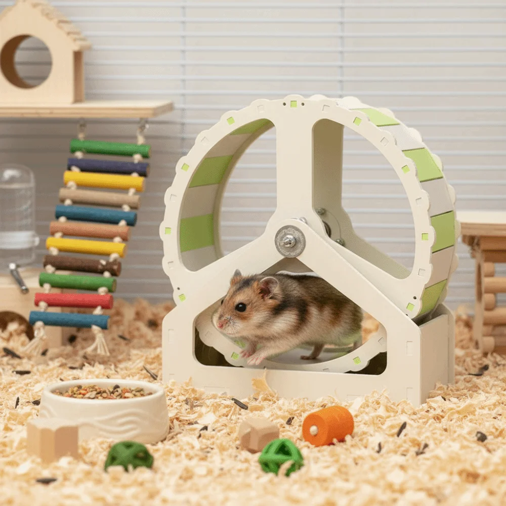 Animal Plastic Hamster Running Wheel Stable Base Silent Rodent Running Wheel 21cm Colorful Exercise Wheel for Small Animals