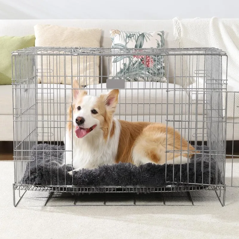 Large Dog Bed XL, Washable Dog Crate Pad 42 Inch, Extra Large Pet Bed, Plush Soft Fluffy Dog Mats for Sleeping Anti Anxiety