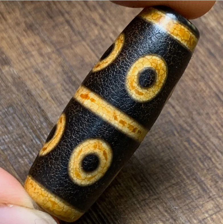 Agata antica tibetana nepalese dell'Himalaya Vecchio talismano Dzi Amuleto con perline a 8 occhi FYM