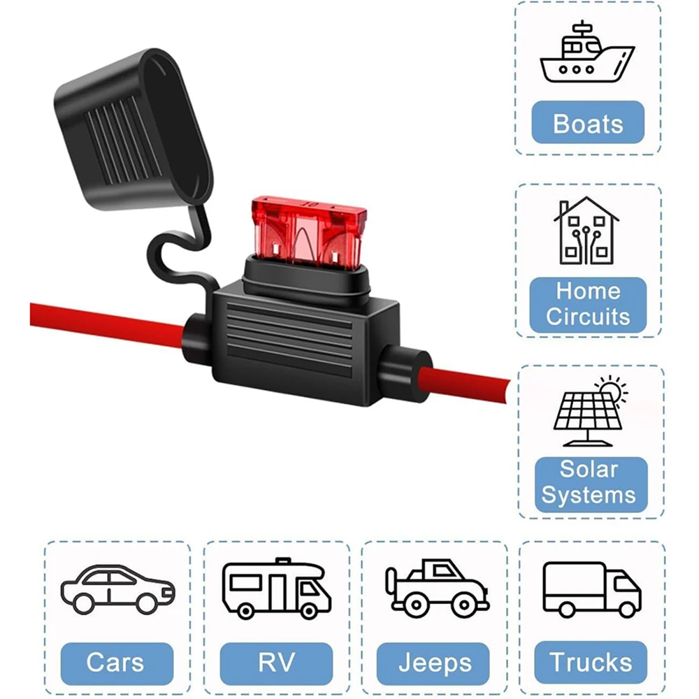 

6 Pack 16AWG Inline Fuse Holder - 16 Gauge Automotive Blade Fuse Holder with 6pcs 10 AMP ATC/ATO Standard Fuses