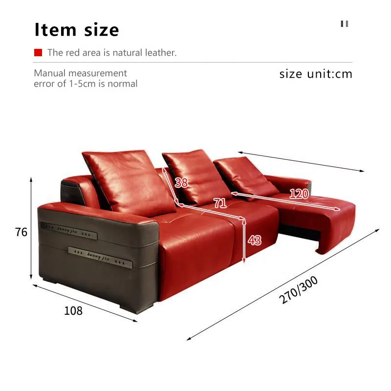 Italian Luxury Modern Electric Recliner Sectional Sofa Genuine Leather Modular Living Room Set Remote Control Hotels Apartments