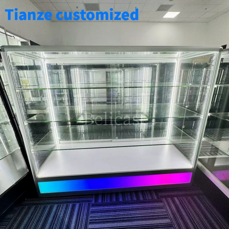 （customized）Shop Glass Counters Smoke Shop Glass Display Cabinets with Lights ExtraRetail Store Glass Display Ca