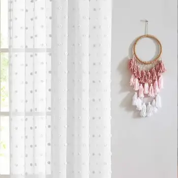 白色絨球薄紗窗簾,現代風格,可作房間隔間、窗簾或兒童房裝飾,適用於女孩臥室、客廳、嬰兒房等家居裝飾。 10 最佳銷售 兒童房窗簾 - №8