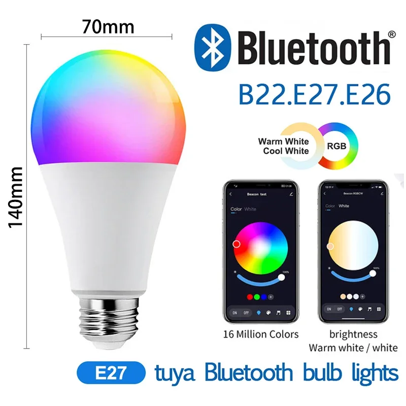 E27 RGB Bluetooth Smart LED lampadina dimmerabile lampada 110V 220V Tuya APP telecomando RGB + CW + WW Mesh Gateway per la casa Dec