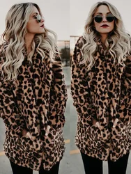 Women's Warm Faux Fur Jackets Coat Leopard Leisure Women Winter Shaggy Fur  Jackets Thick Fluffy Luxury Bontjas Outerwear 2023