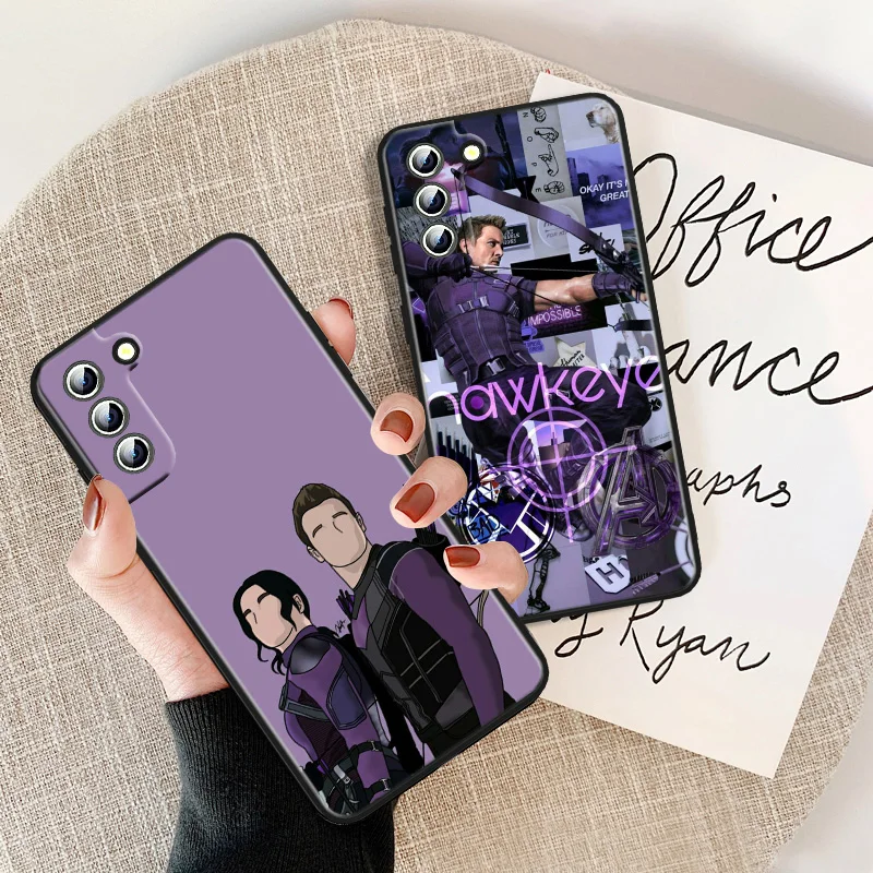 Marvel Hawkeye Phone Case For Samsung Galaxy S22 S21 S20 FE Ultra S10e S10 S9 S8 S7 Lite Plus Edge Black Funda Cover Coque