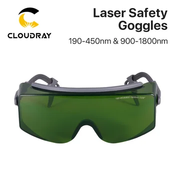 Óculos de proteção Cloudray Óculos de segurança a laser 190-450nm e 900-1800nm OD8 + CE para marcação e corte a laser de fibra