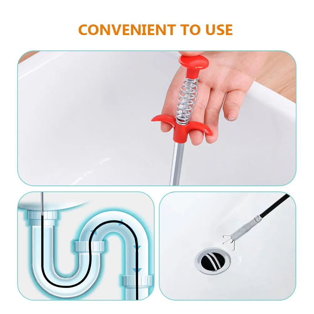 2Pcs Flexible Drain Cleaning Tool Professional Pipeline Dredge Hook Flexible Grabber Claw Home Drain Hair Remover Clog Cleaner