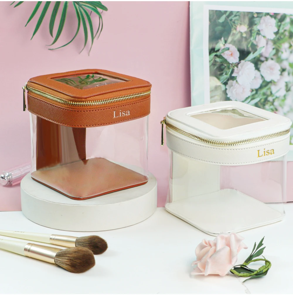 Anpassbare Kosmetiktasche und Toilettentasche mit Namensbuchstaben, transparentes und visuelles Design, großes Fassungsvermögen, tragbar für Reisen – Detail 5