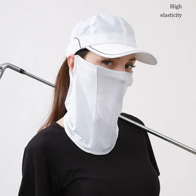 Sommer UV-Schutz Eis Seide Maske Sonnenschutz Lätzchen Einfarbig Sonnenschutz Gesichtsschal Mesh Atmungsaktive Gesichtsschals Halswickel Abdeckung – Detail 9
