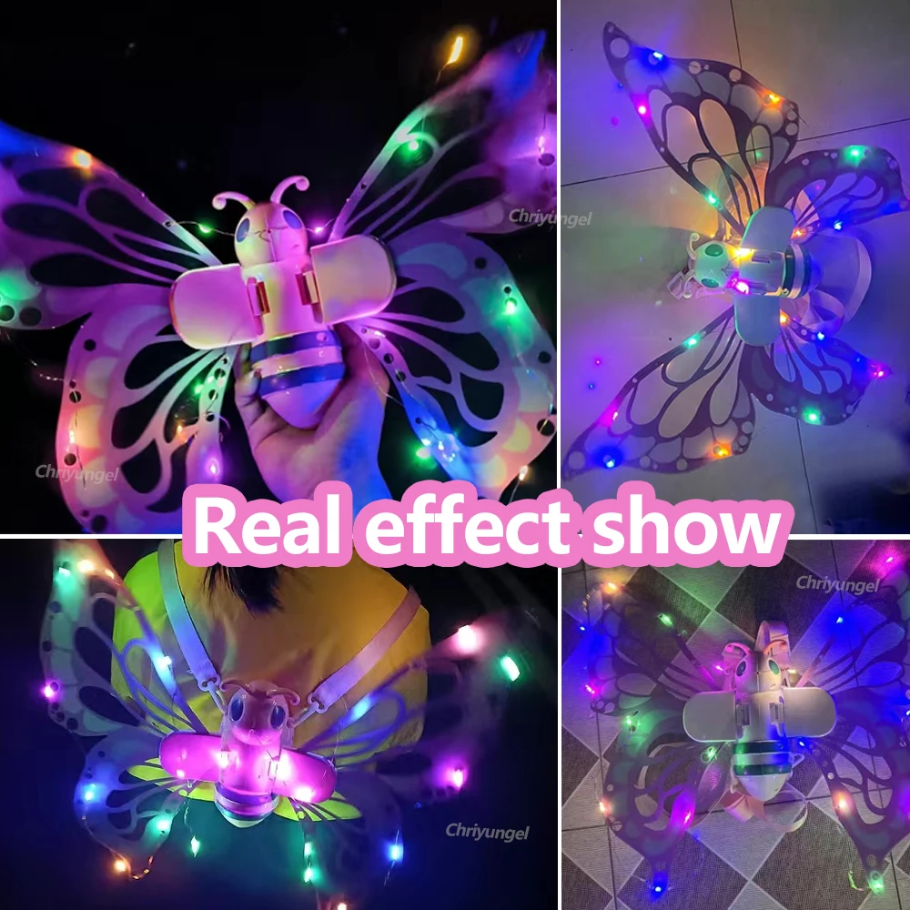 Electric Fairy Wings Light Up for Kids Butterfly Wings Moving Elf Wing Birthday Christmas Cosplay Dress Up Angel Girls Toy