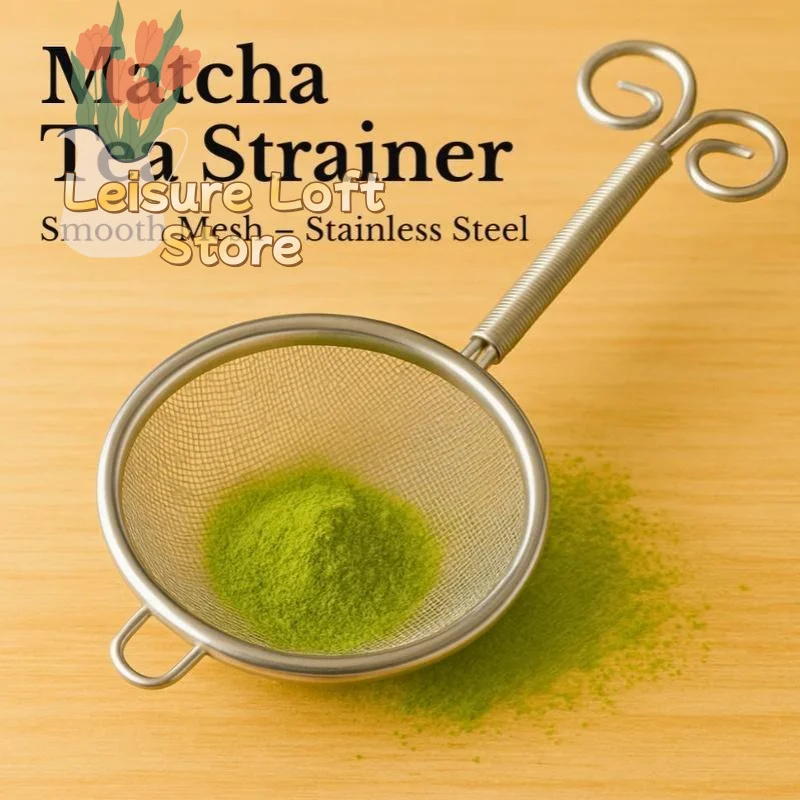 Stainless Steel Matcha Cocktail Strainer Fine Mesh Rust-Proof Teapot Handle for Professional Home Bar Drink Making
