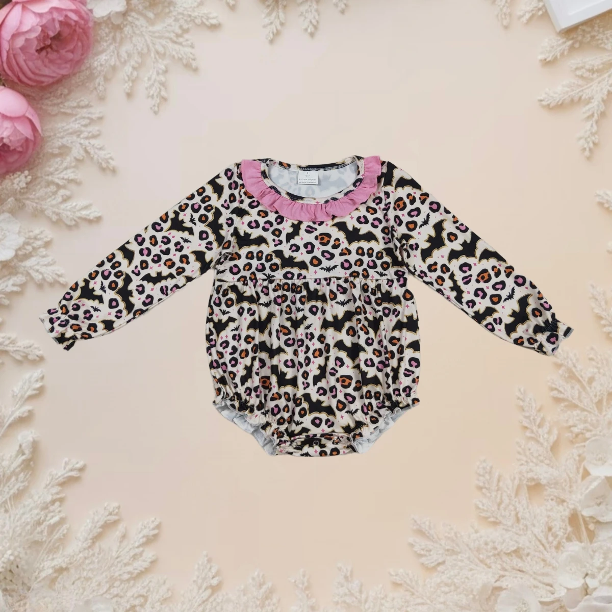 

Halloween Baby Romper Long Sleeve Leopard Bats Print Jumpsuit Infant Toddler Girls Boys Outfit Newborn Kids Clothes Hot Sale