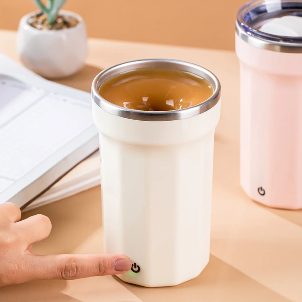 Eco-Friendly Self Stirring Cup And Convenient Stirring Mug Coffee Lovers Essential Self Stirring Mug bluish white