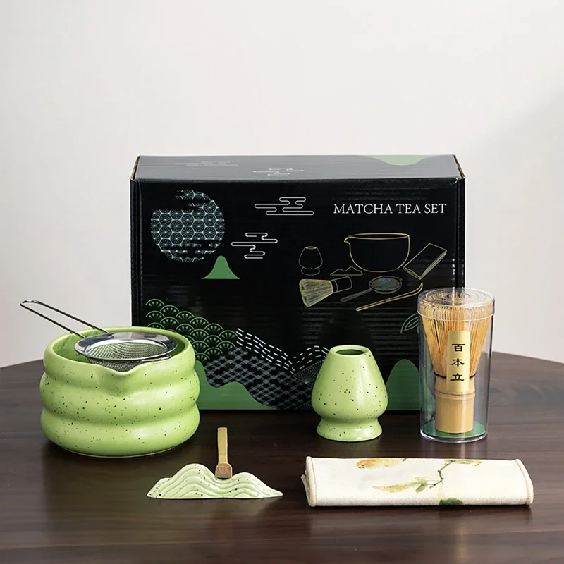 7pcs Japanese Matcha Tea Set Bamboo Whisk Teaspoon Tea Sets Indoor Beverage Shop Tea-making Tools Accessories Tea Ceremony Bowl