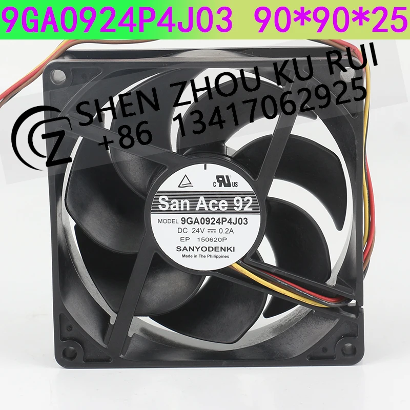 

Вентилятор охлаждения Sanyo 24V 0.2A 9025 90X90X25MM 9CM с высоким объемом воздушного потока, двойным шарикоподшипником, ШИМ-управлением и контролем температуры 9GA0924P4J03