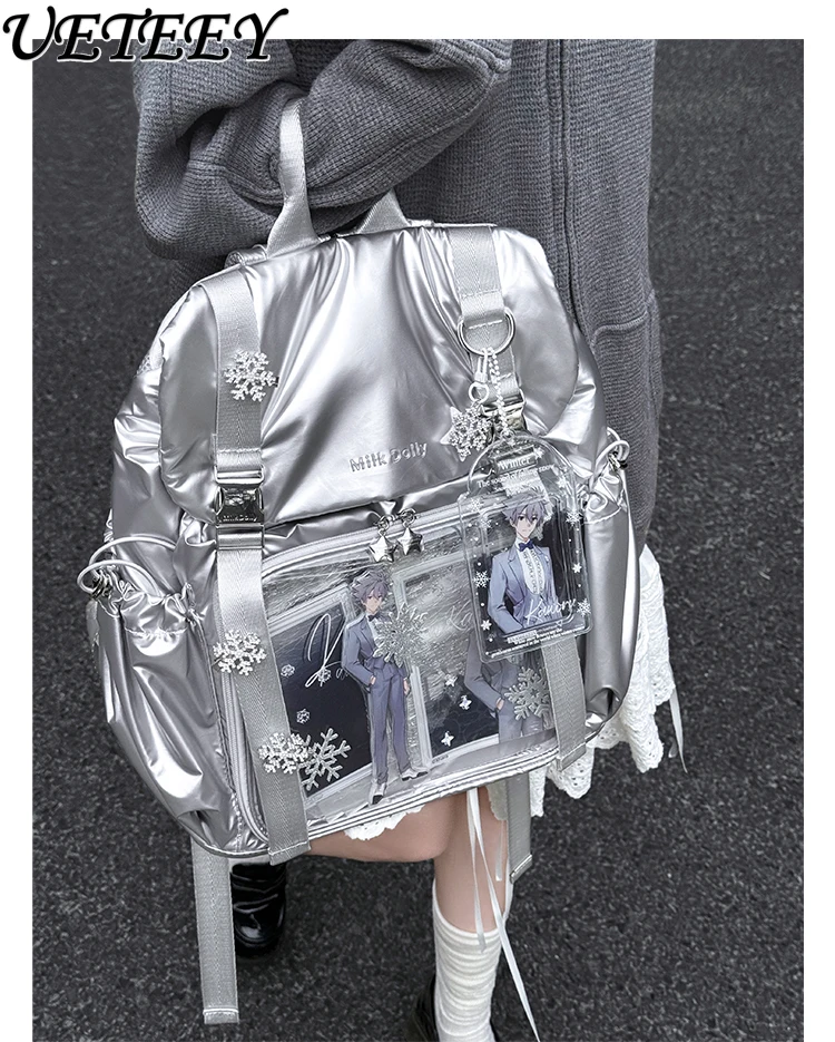 Japanese Original Casual Backpack Daily Drawstring Delivery Board Large Capacity Solid Color Versatile Schoolbag Backpacks
