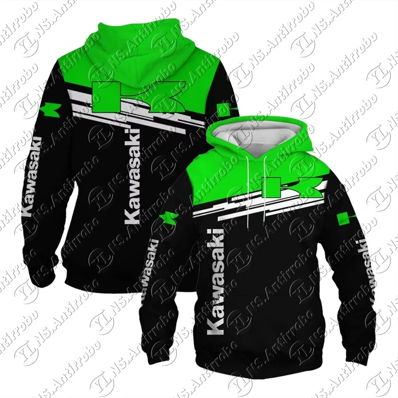 

25-26 Kawasaki осенне-зимняя толстовка с капюшоном для взрослых, уличная одежда с капюшоном, унисекс, мотоциклетные толстовки, пуловеры, спортивный костюм, одежда