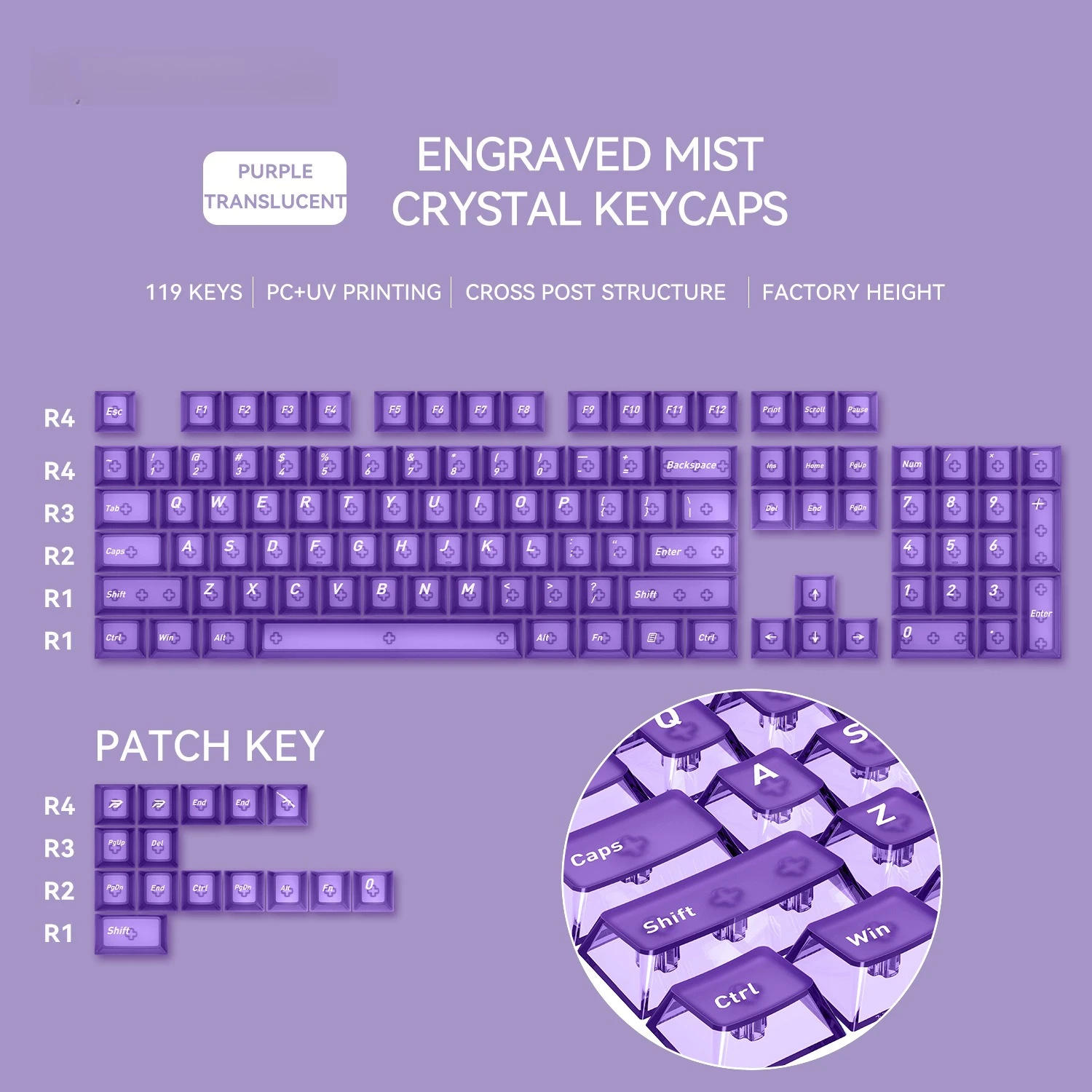 Matte Keycaps Cherry Profile Translucent PC Keycaps for 60% 75% TKL 96% 100% Gaming Mechanical Keyboard Key Caps Custom Keyboard