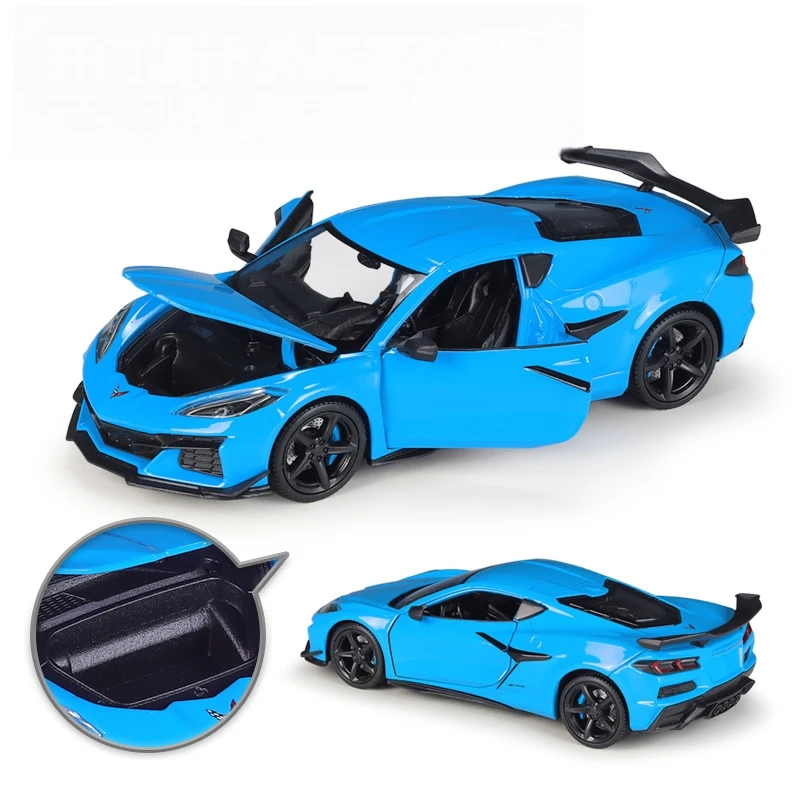 New Product 1/24 Chevrolet 2023 Corvette Z06 Sports Car Simulation Alloy Car Model Scene Matching Car Model Toy Gift Collection view 5