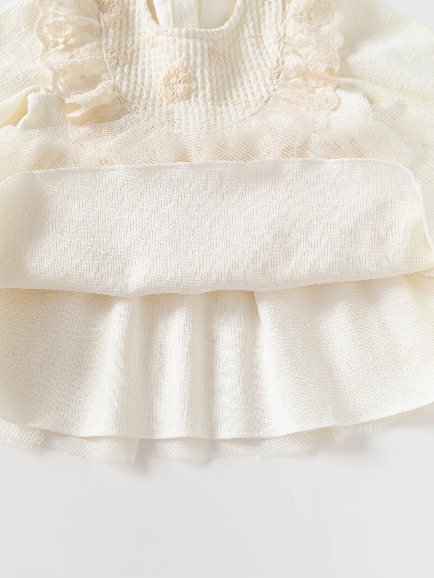 فساتين أطفال مكشكشة من الدانتيل لربيع الخريف فستان الأميرة للفتيات الكامل