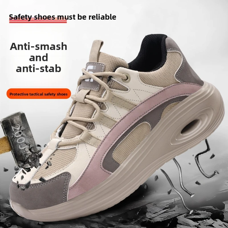 Steel Toe Boots For Women Lightweight Safety Shoes Comfortable Breathable Protective Work Boots Anti-slip Industrial Sneakers_voghion.com