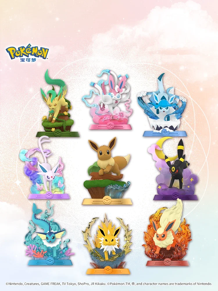 Funism Original POKEMON Eevee Set Second Generation Adventure Family Suit Action Figure Toy Collection Model Figure kids for Toy