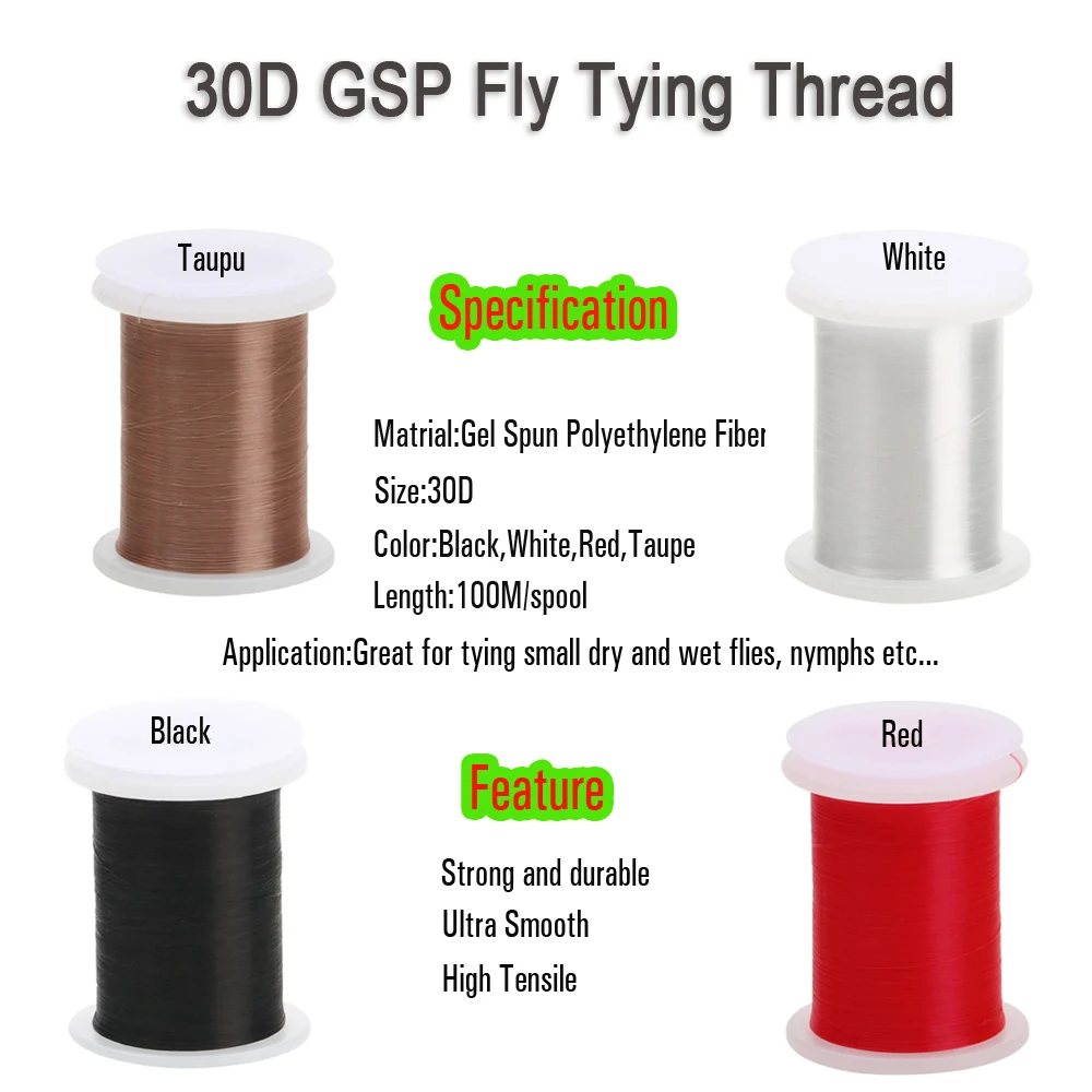 ICERIO 3D/50D GSP hilo de atado suave y encerado para moscas ninfas - imagen 3