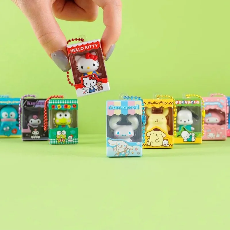 Genuine Bandai Mini Rice Grain Sanrio Character Transparent Window Display Pendant Cute Anime Model Collection Toy Girl Gift